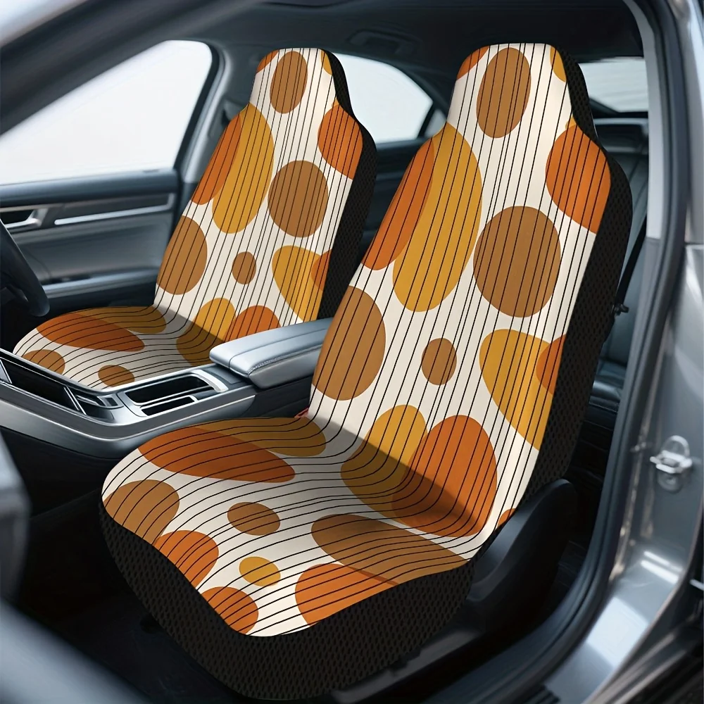 2pcs, Abstract Geometric Pattern Retro Lines Pattern Universal Car Seat Covers, Soft Washable Fabric, Decorative Upgrade Adds St