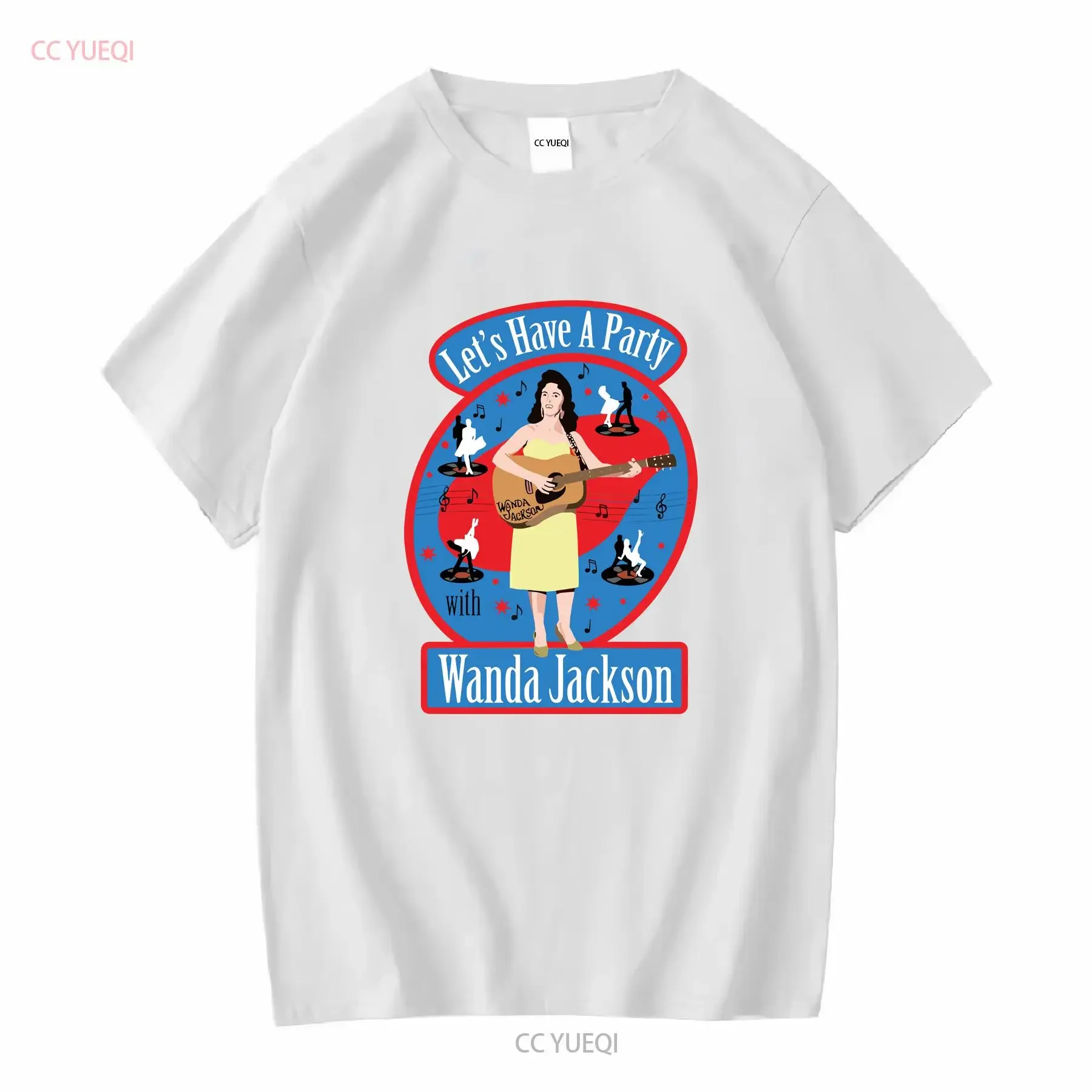 تي شيرت Wanda Jackson Let's Have a Party تي شيرت Jarod Art بأكمام طويلة أو قصيرة عتيقة مغسولة وناعمة للارتداء اليومي