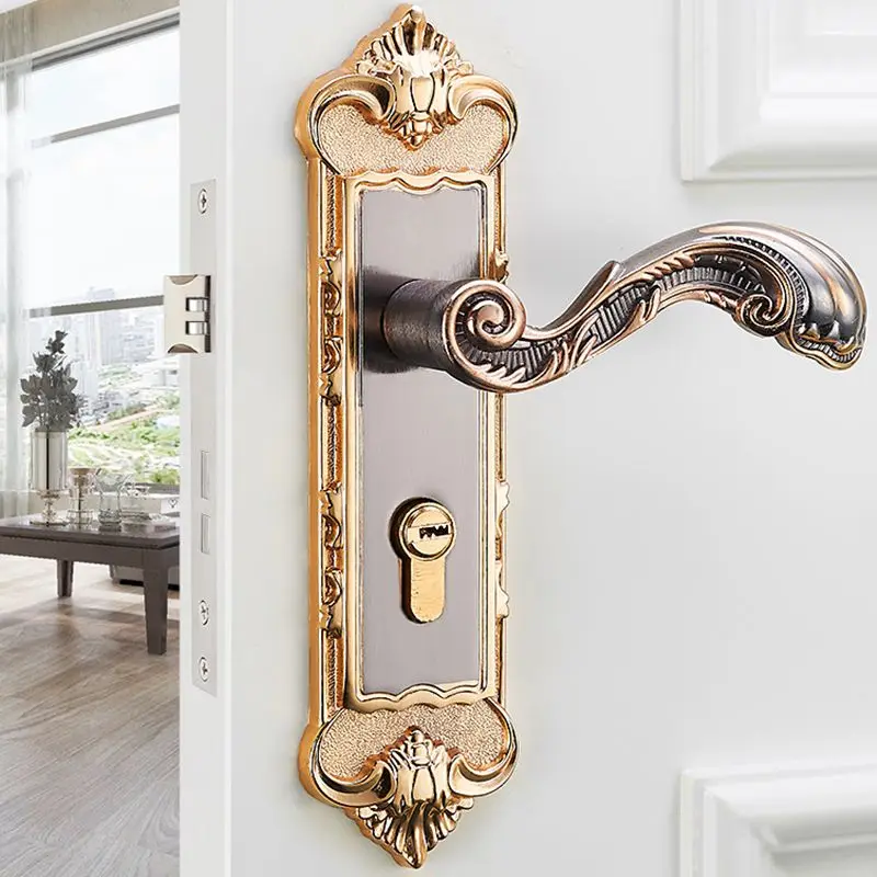 European Vintage Keyed Door Lever Set Curved Handle Set With Keyed Deadbolt Lock Security Mortise Door Lock,Aluminum Alloy замок