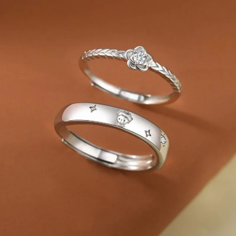 Silver Color Prince Rose Couple Rings for Women Men New Trendy Forever Love Engagement Lovers Ring Valentine\'s Day Jewelry Gifts