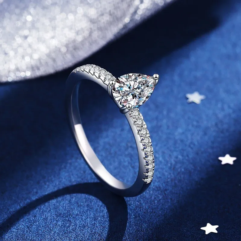 

Кольцо-капля с муассанитом 1 карат, платина PT950 – 1 карат, сверкающее, с цельным ободком, очаровательный аксессуар для свиданий