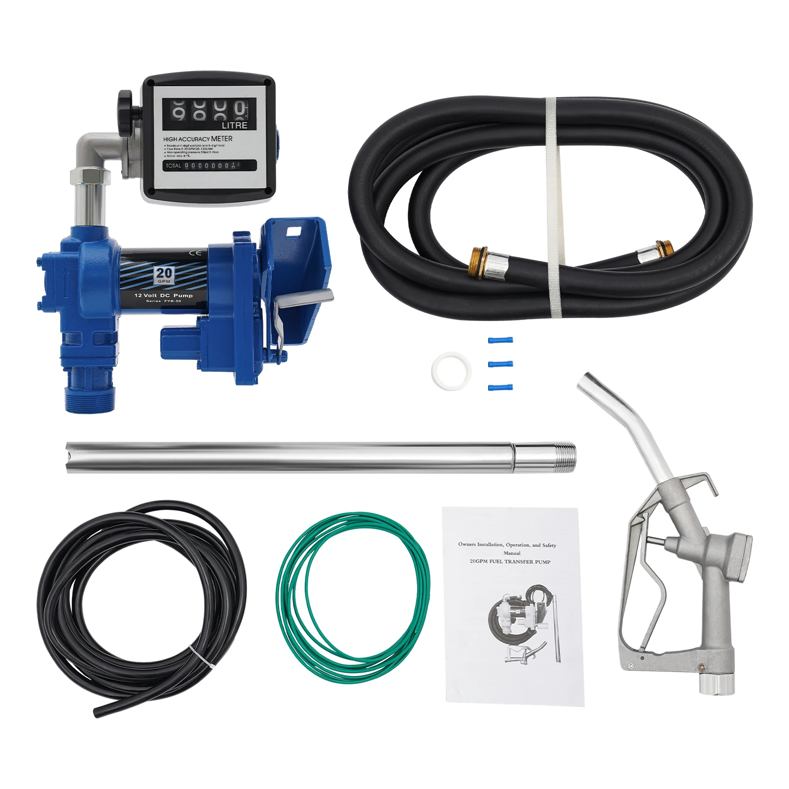 265W DC12V Gasoline Metering Fuel Transfer Pump Explosion-Proof Fuel 5-30gpm/20-120l/Min for Transporting Gasoline Diesel