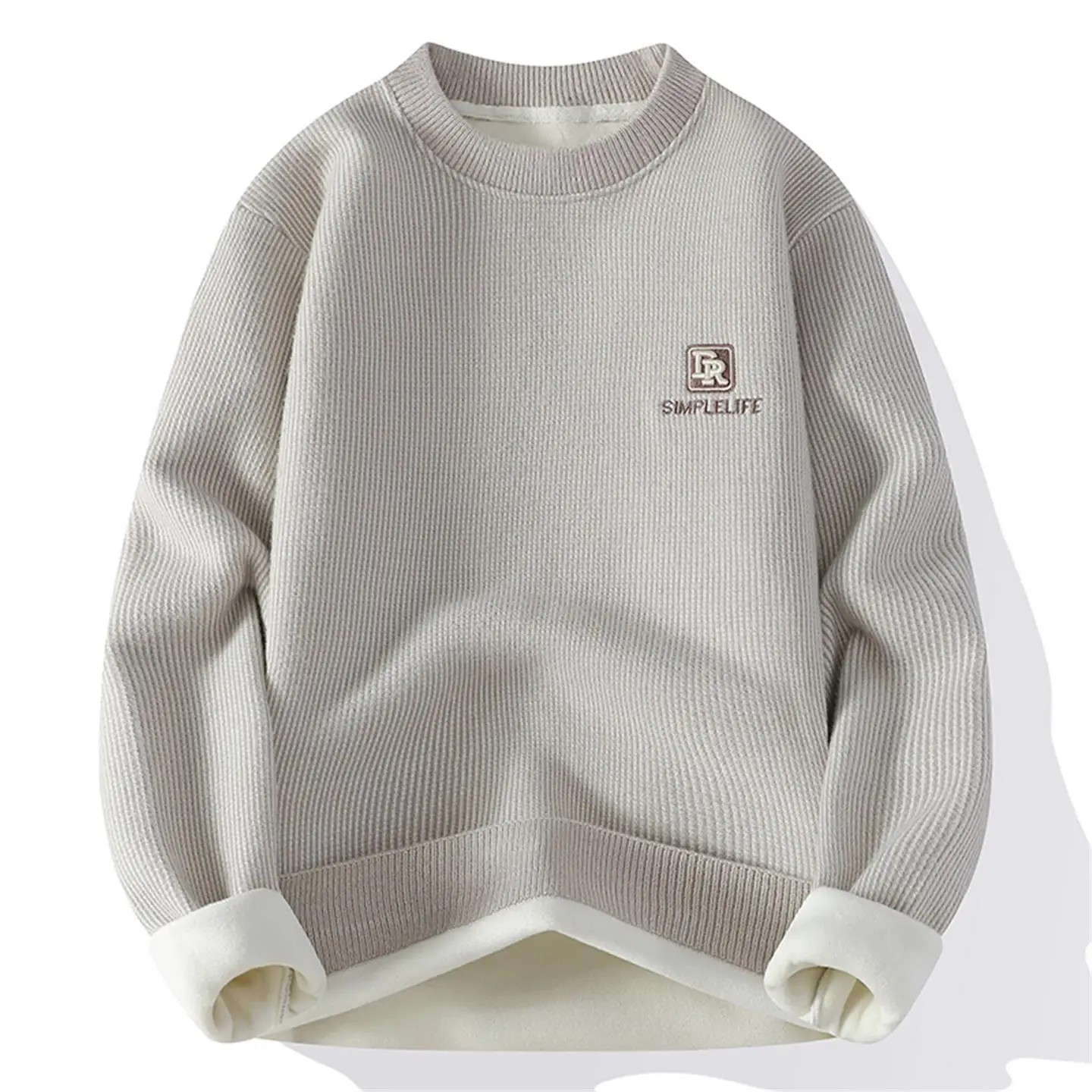 

Thiened Fce Men's Knitted Sweater Winter Faion Brand Inner Wear Base Layer round Ne Long Sve Sweatirt