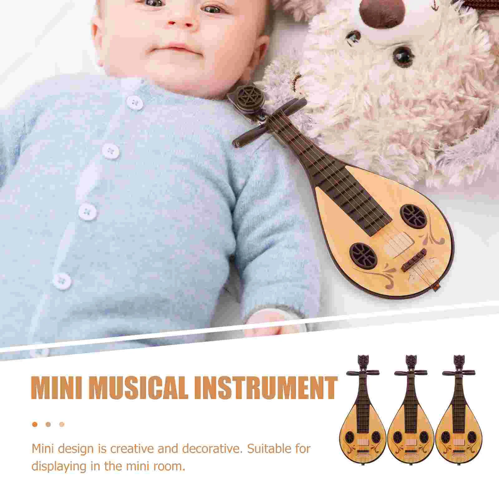 3 pçs plapa instrumento musical instrumentos de brinquedo mini adorno doméstico estilo chinês plástico criança micro paisagem adereços