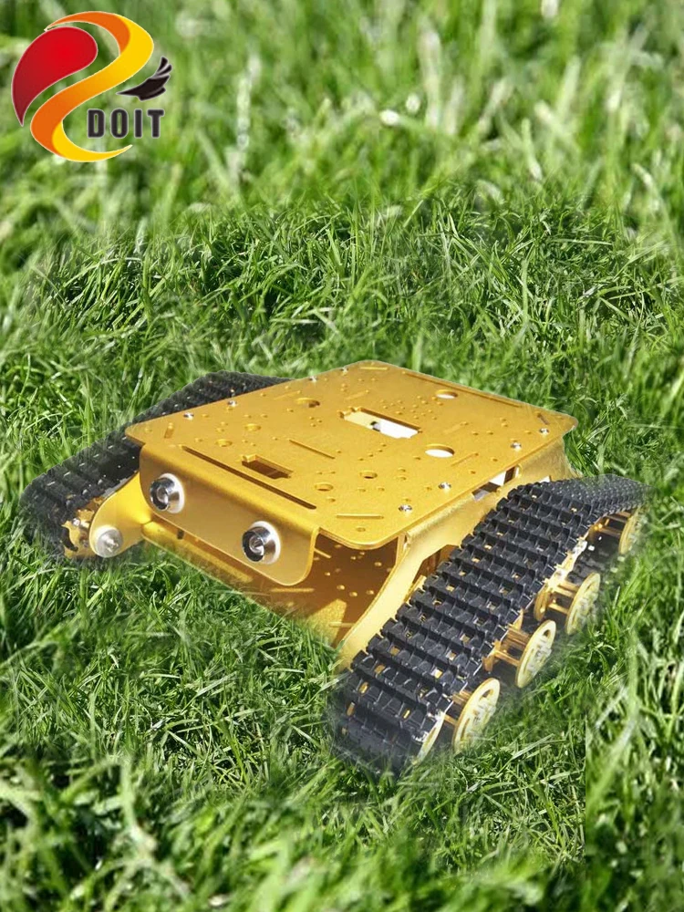 7kg Load Double-Layer Metal Shock Absorbing Tank Chassis Kit TSD300 Smart Crawler Robot Platform With 2pcs High Torque Motor DIY