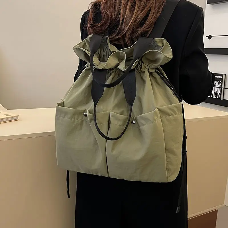 

2 Way Use Casual Big Capacity Handbag Drawstring Backpacks Girls Schoolbags Women Students Sweet Fashion Rucksack