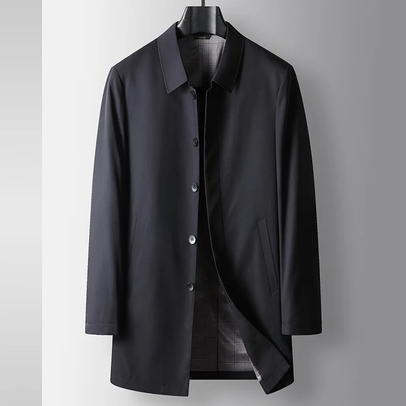 

Men's Solid Color Casual Trendy Loose Business Turn-down Collar Long Sleeve Formal Trenches Male Simple Basic Coats Tops Clothes