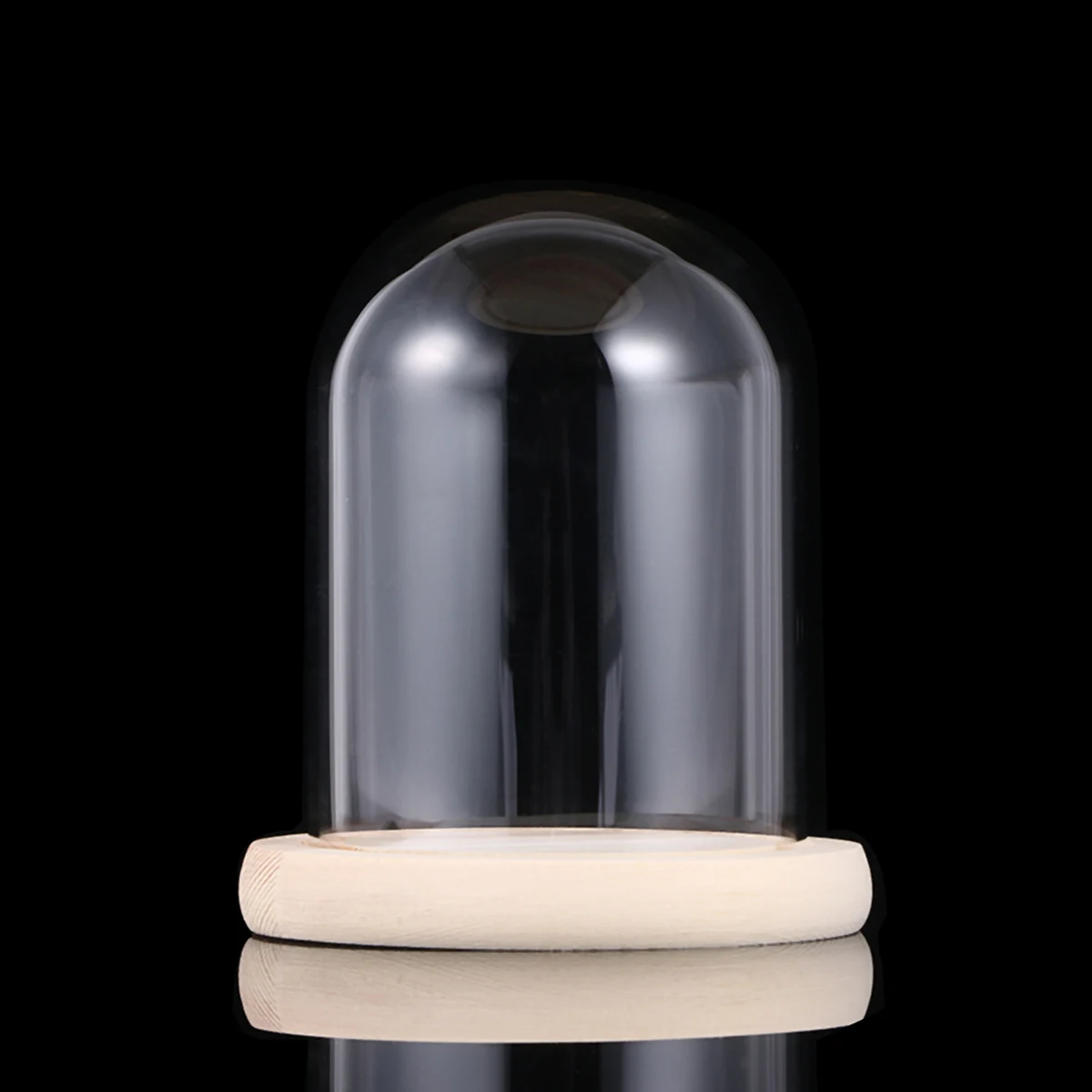 

10X14Cm Eternal Flower Glass Dome Transparent Cover For Diy Craft Micro Landscape Wooden Base Antislid Valentine Gift