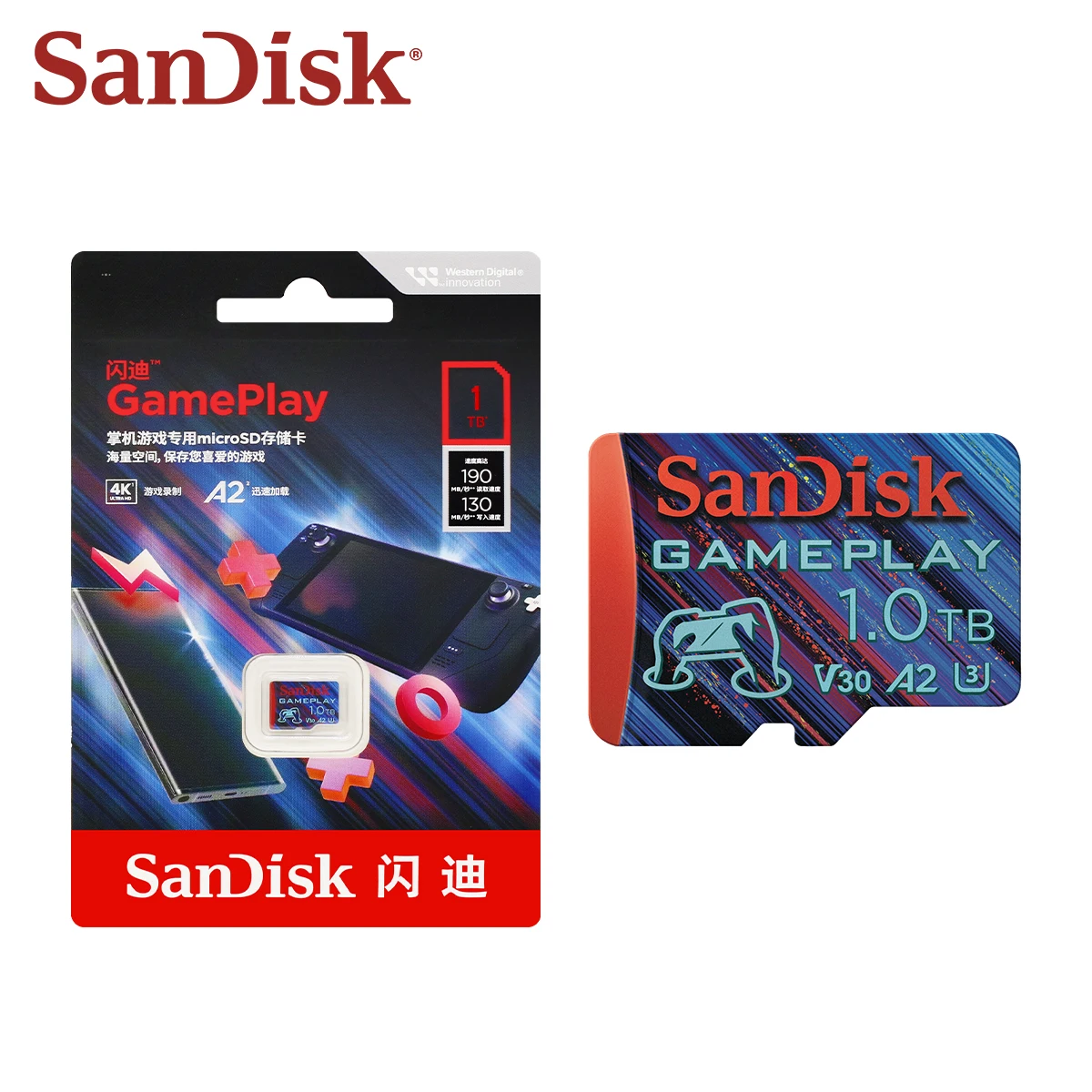 Original SanDisk GamePlay microSD Card A2 4K Max 190Mb/s Memory Card for switch phone Table Camera DVR 1TB 512GB 256GB 128GB