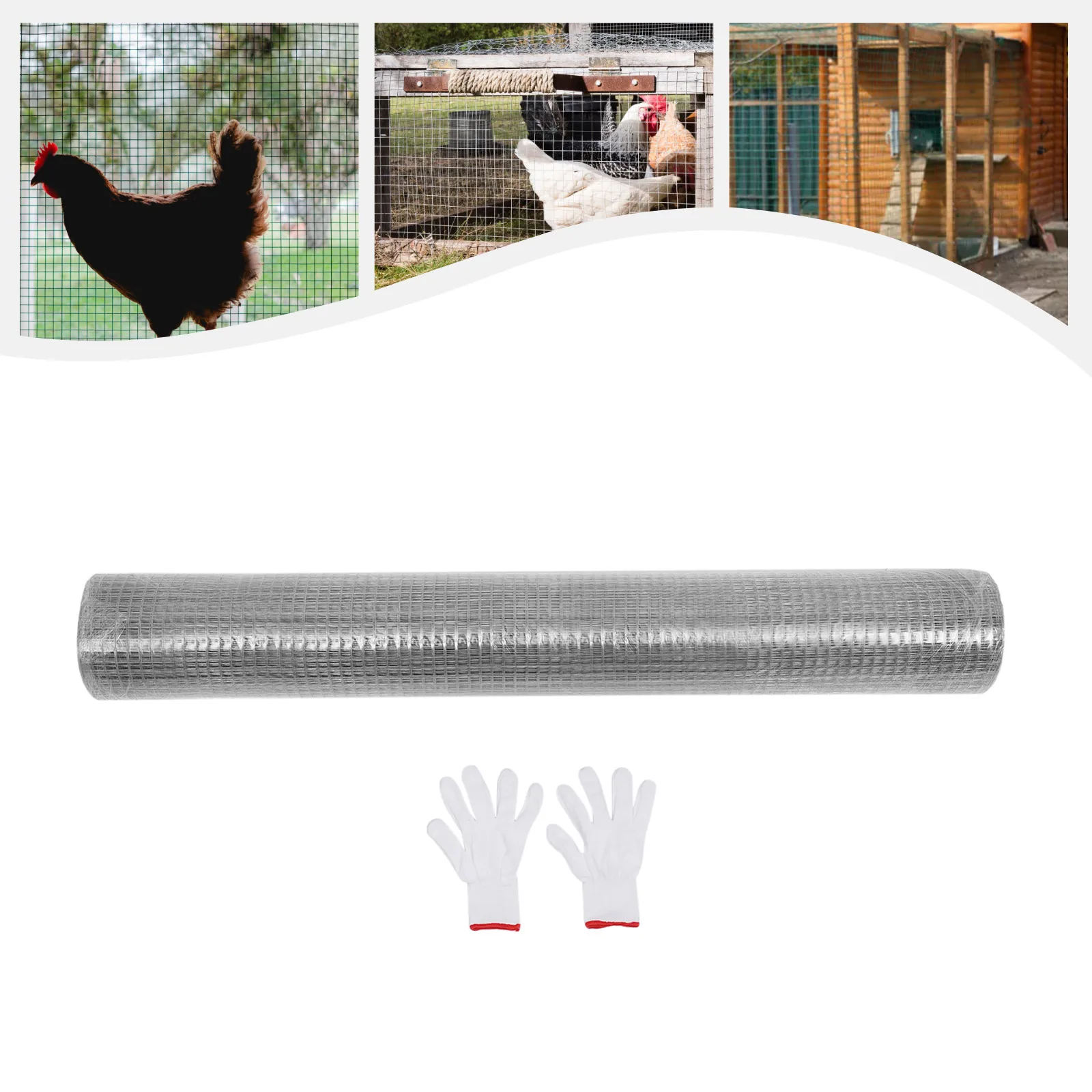 

Chicken Wire Poultry Fence 50ft / 100ft Hardware Cloth 1/2 inch Welded Wire Mesh Galvanized Mesh Fence Roll+Gloves