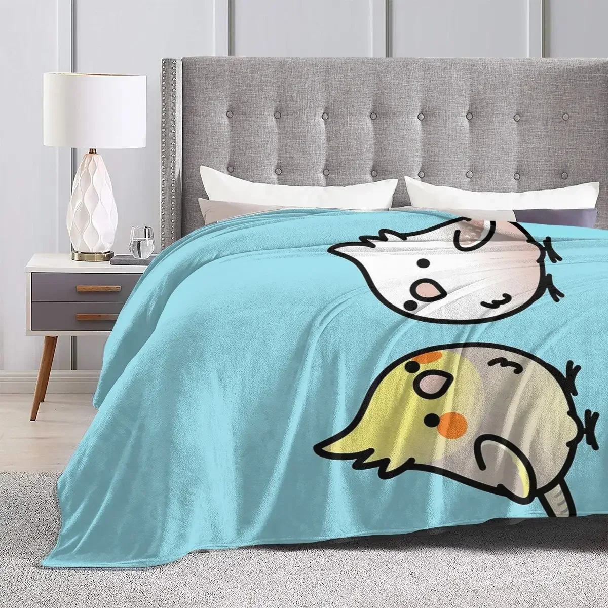 CUSTOM Cockatiel Pair Blankets Soft Warm Flannel Throw Blanket Bedding for Bed Living room Picnic Travel Home Sofa