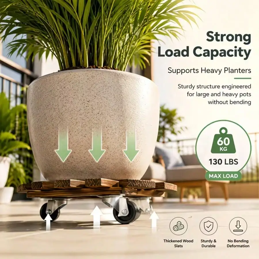 2-Pack Adjustable Heavy Duty Plant Caster With Wheels - 10-12 Inch Plant Stand With Locking Casters, 200 Lbs Capacity Mobile Plant Stand / Caddy / Wheels For Indoor & Outdoor Large Pots And Planters