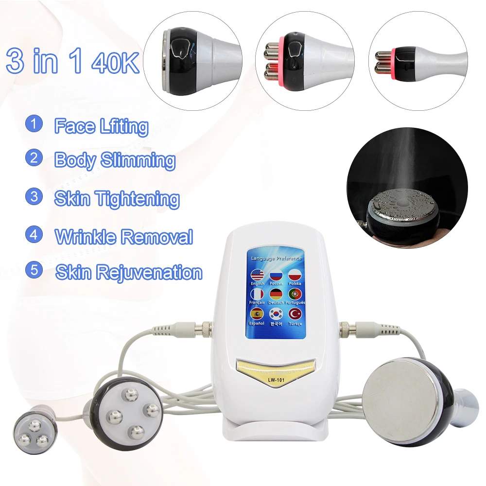 40K 3 in 1 Ultrasonic Cavitation Beauty Machine Weight Loss Face And Eyes Lfiting Anti-wrinkle Skin Rejuvenation Salon Device