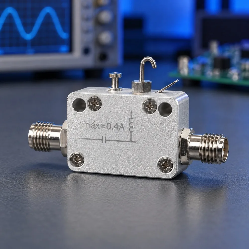 Compact RF Bias Tee with For SMA Connectors for Laboratory Testing Power Feeding Optical Communication Systems