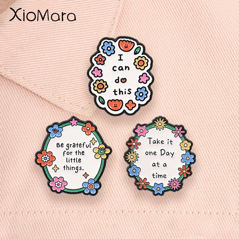 Positive Quote Enamel Pin I Can Do This Be Grateful ForThe Little Things Self Care Mental Health Brooch Lapel Badge Jewelry Gift