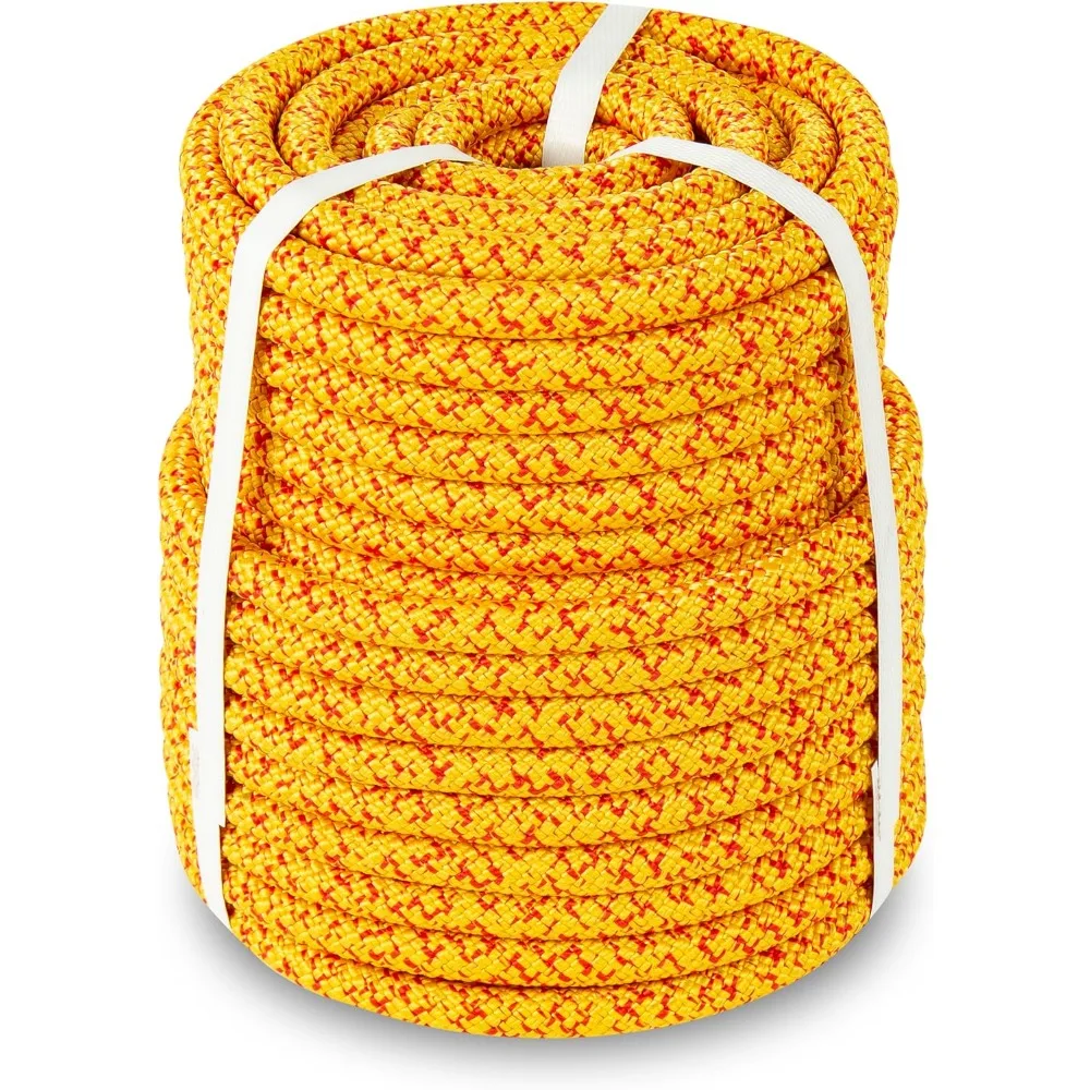 15-133 1/2 بوصة × 125 قدم حبل أربوريست مزدوج المضفر، سعة تحميل 7200 رطل، ثابت غير قابل للتمدد، ألوان متنوعة