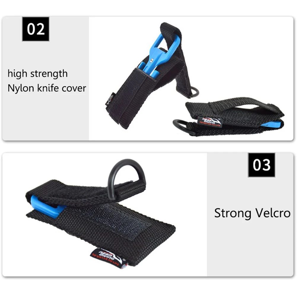 ไนลอน Spearfishing Secant อุปกรณ์ความปลอดภัยชุดดําน้ําเครื่องตัดสายฉุกเฉินแบบพกพาสวมใส่อุปกรณ์เสริมกลางแจ้ง