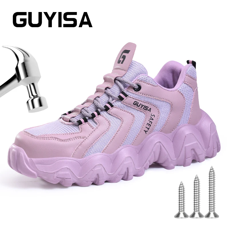 GUYISA Safety Shoes For Women Super Light Elegant Comfortable Breathable Soft Anti-Smash Anti-Puncture Size 36-40