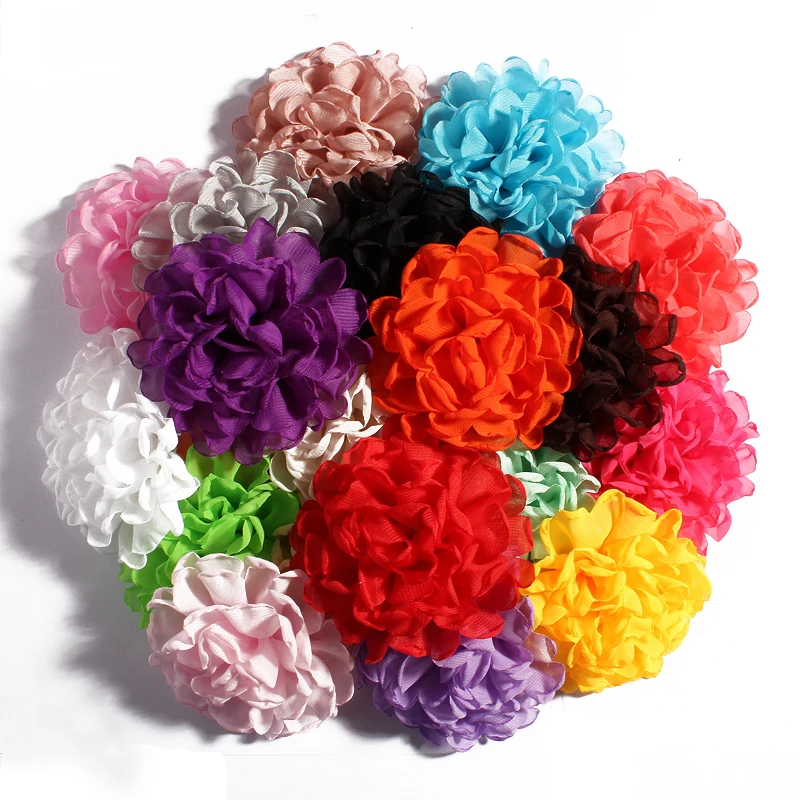 

50pcs/lot 4inch 20colors Vintage Burn Eage Chiffon Flowers For Children Hair Accessories Artificial Fabric Flowers For Headbands