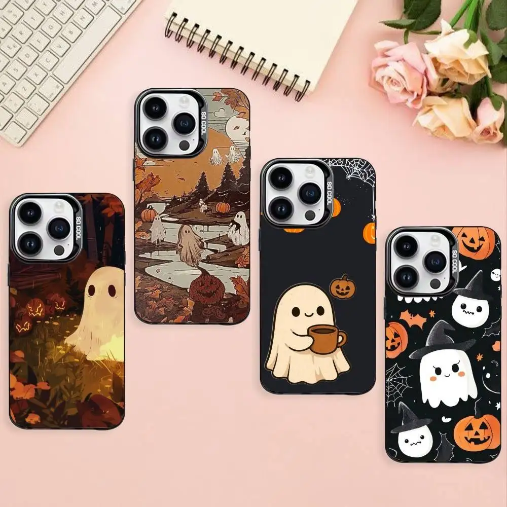 

Halloween Pumpkin Ghost Phone Case For iPhone17,16,15,14,13,12,Pro Max Black Colorful Phone case