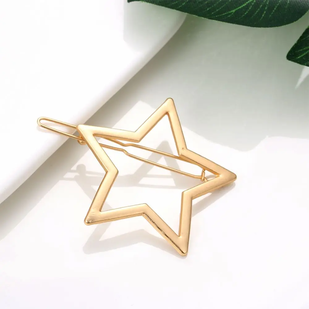 Fashion Metal Hairpins Women Simple Pentacle Hair Clip Geometric Alloy Hairpin Moon Circle Barrette Girls Hair Accessories