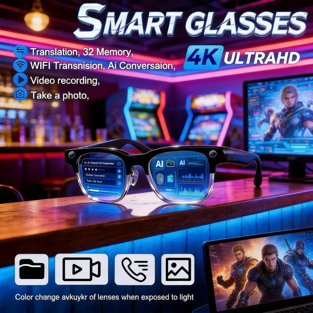 

AI Smart Glasses New 800W Pixel Camera Smart Glasses Video Recording AI Photo Recognition Bluetooth Call Voice Translatio