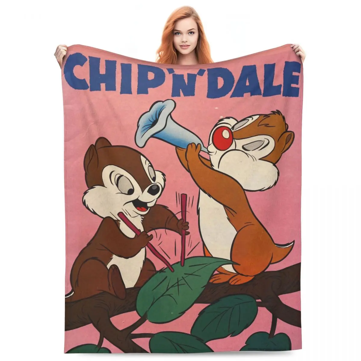 Chip 'n' Dale Music Party Flannel Blanket Soft Warm Bedding Throws for Home Decor Travel Office Funny Bedspread Sofa Bed Cover