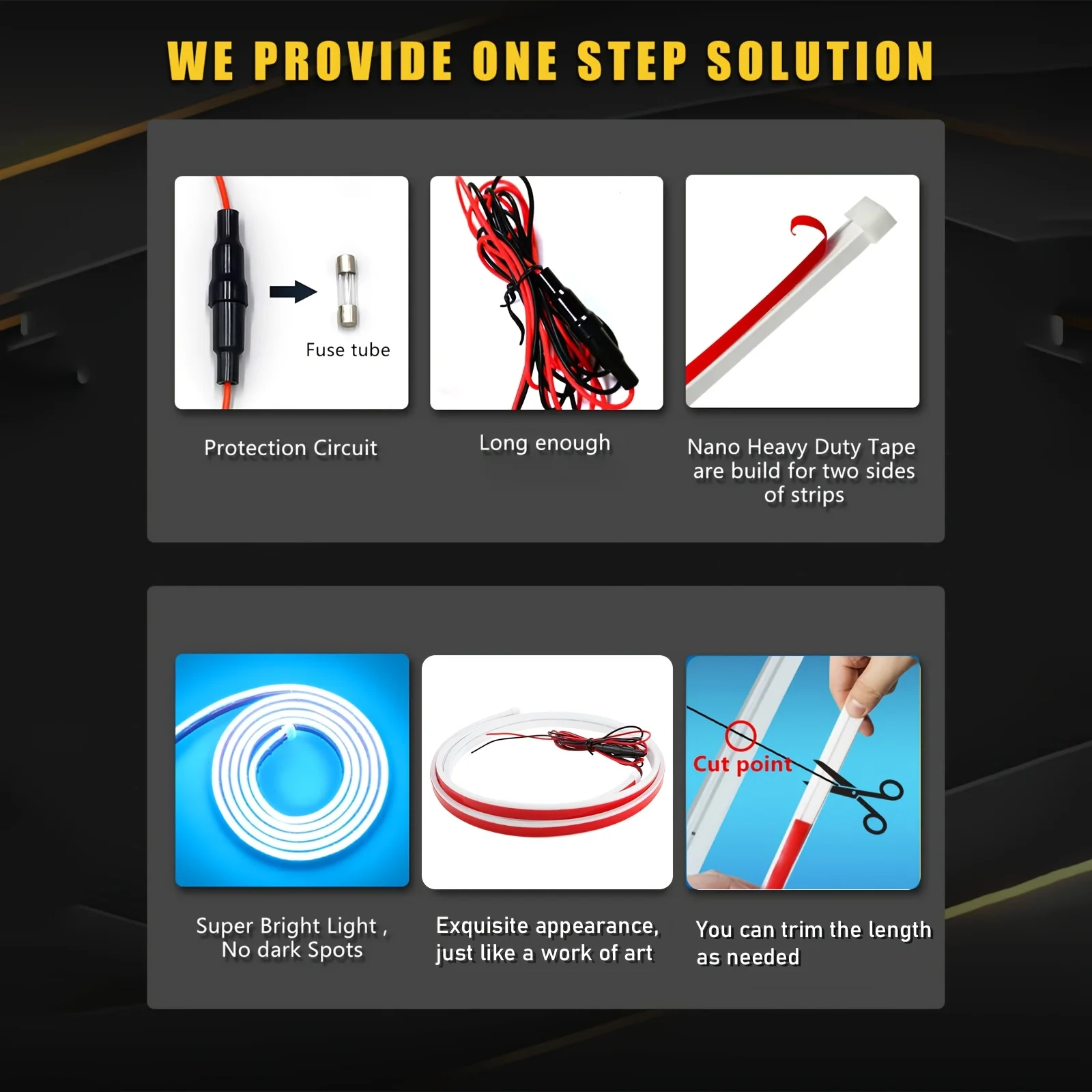 59-70'' Exterior Car Hood Light Strip, 12V Flexible DRL LED Strip, with Start Scanning Led Hood Glow Lights for Cars Trucks SUV view 4