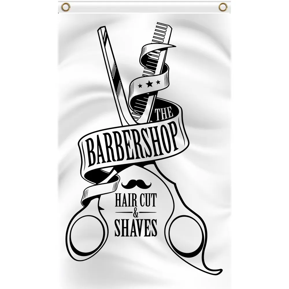 custom company name 90x150cm barber shop BANNER with hair cut and shaves flag