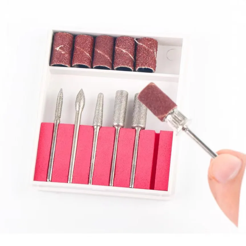 Nail Art Schleifpapier Ring Polierkopf 12 Stück verpackte Nail Art Polierkombination Diamant Nail Art Polierstab