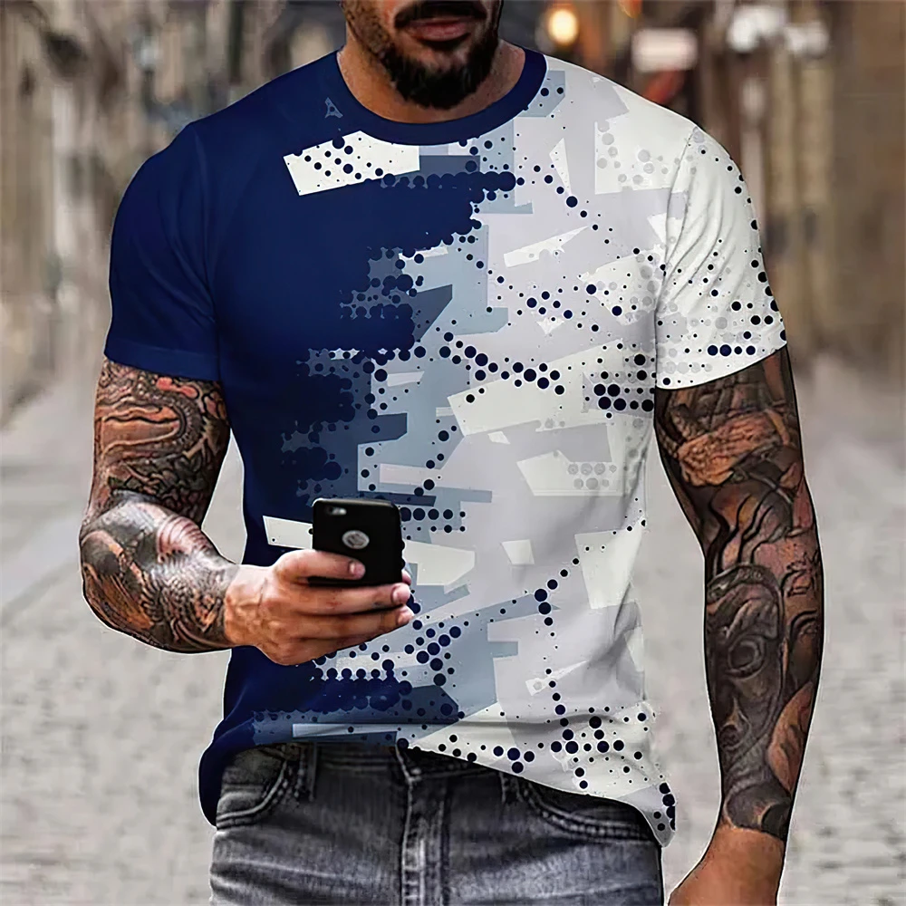 New Summer Fashion Men\'s 3D Printing Graffiti Pattern Loose T-Shirt Street Trendy Casual Short-Sleeved Oversized Male Clothing