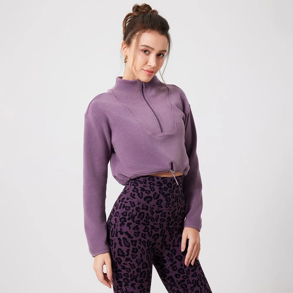 

Cropped Heavyweight Soft Fleece Women's Jackets Workout Running Yoga Girls Zip Up Jacket