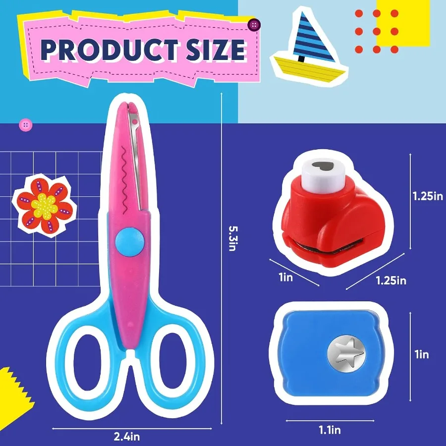 12PCS Craft Scissors Decorative, Colorful DIY Scrapbooking Tools for Kids Adults Card Making School JJ4212