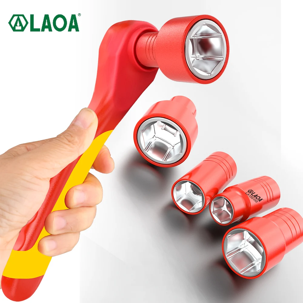 LAOA insulated ratchet wrench socket for new energy vehicle maintenance, 3/8-inch hexagonal socket quick wrench