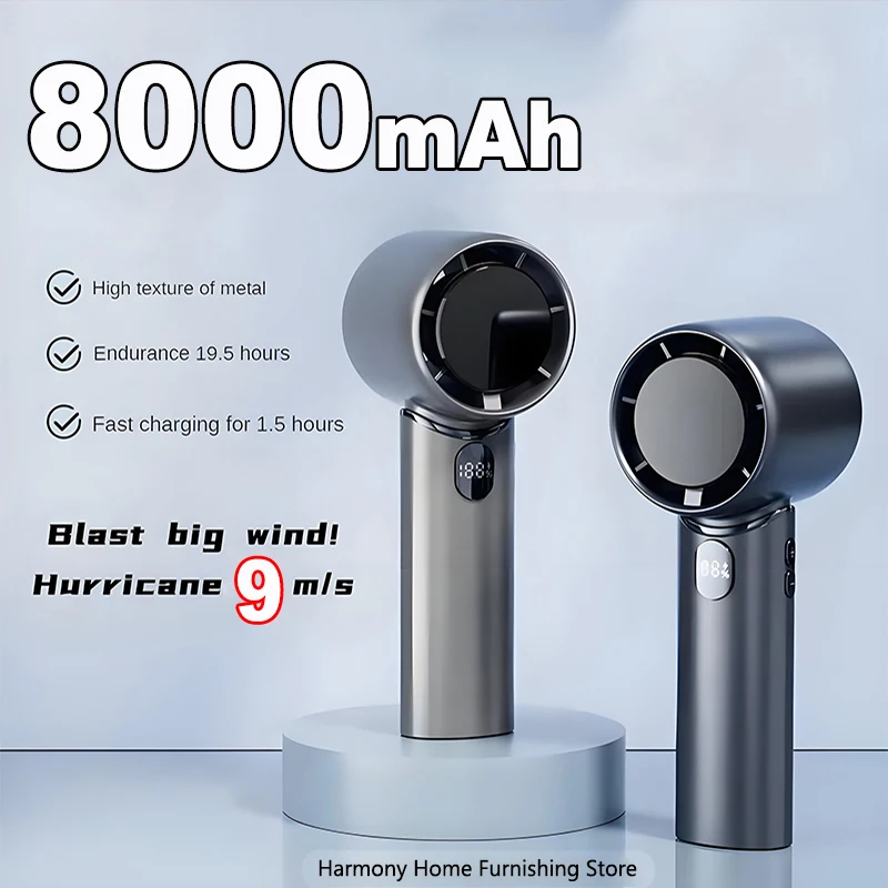 

2025 Electric Fan 8000mah Technology Display Wireless Portable Air Circulation Fan Desktop Air Cooling Diffuser Silent Fan Hot