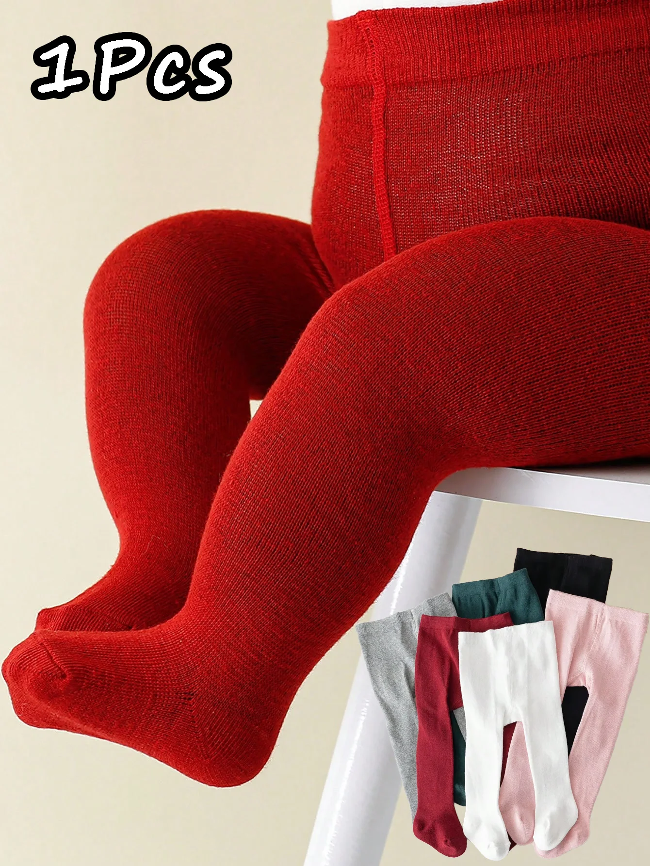 1 Pair of Solid-Colored Baby Leggings, Fashionable Soft Tight Pantyhose for All Four Seasons, for Girls Aged 0-72 Months for Daily Life