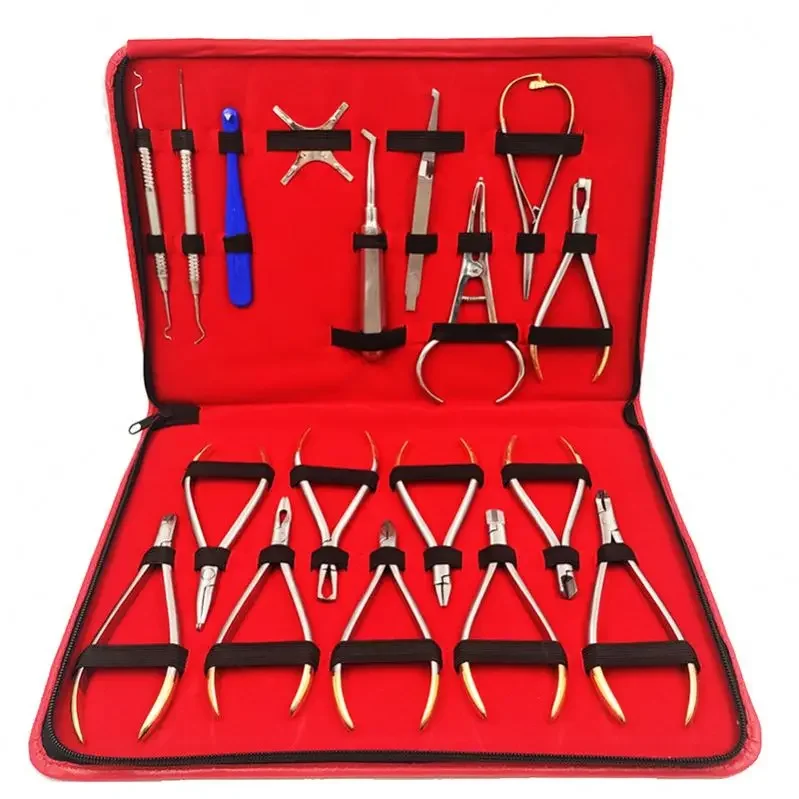 18-Piece Orthodontic Pliers Set, Stainless Steel Dental Instruments, Technician Wire Forming Pliers for Orthodontics