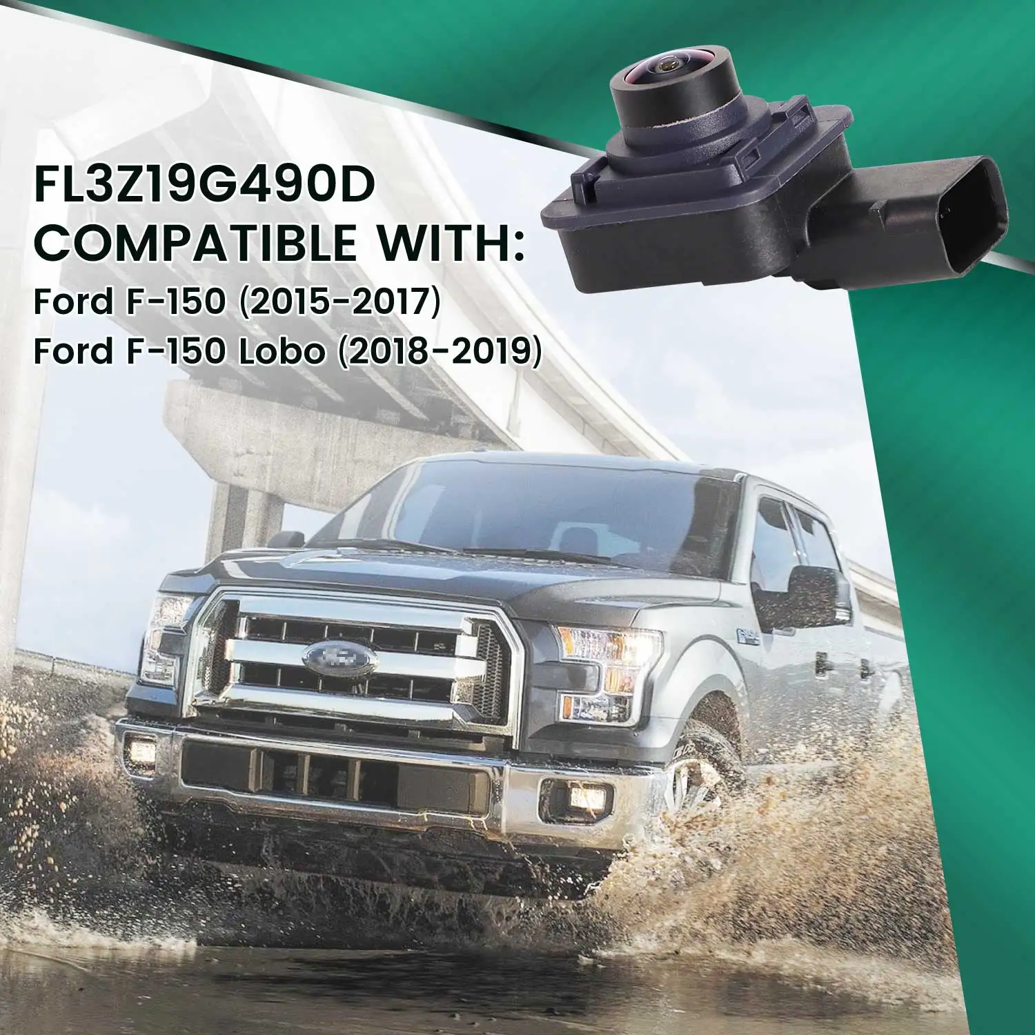 GreenYi Car Rear View OEM Replace Waterproof Backup Camera FL3Z-19G490D FL3Z-19G490-D For Ford Pickup Truck F150 F-150 2015-2019