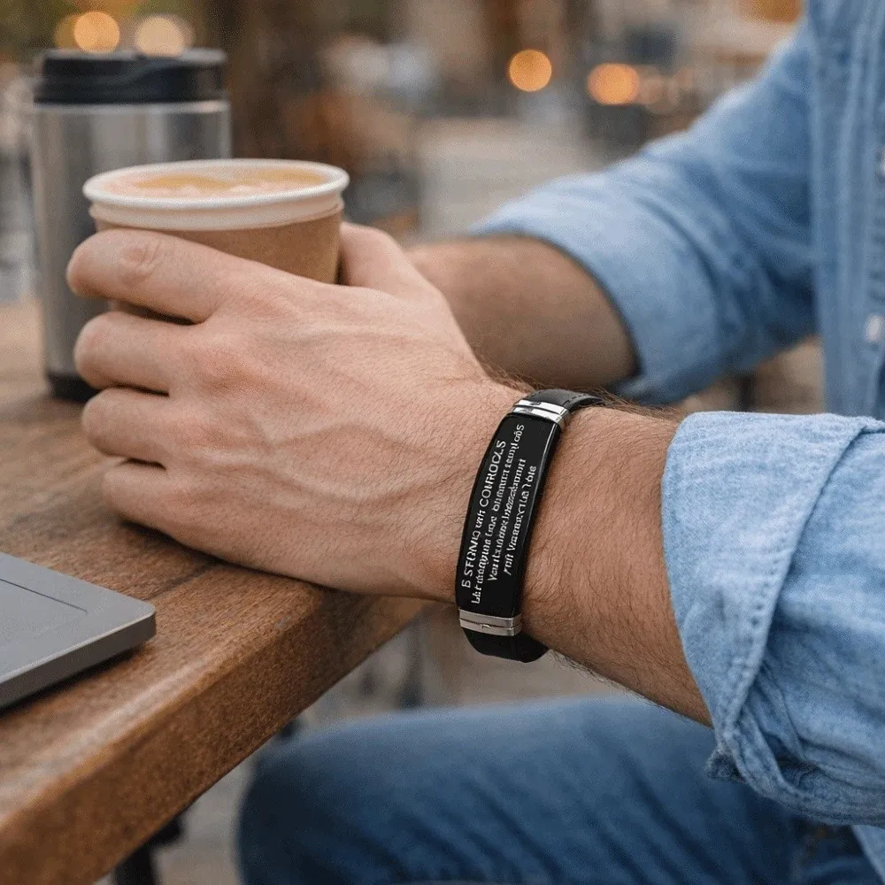Black Stainless Steel Bible Verse Bracelet Adjustable Silicone Material Christian Faith Bracelet Wristband