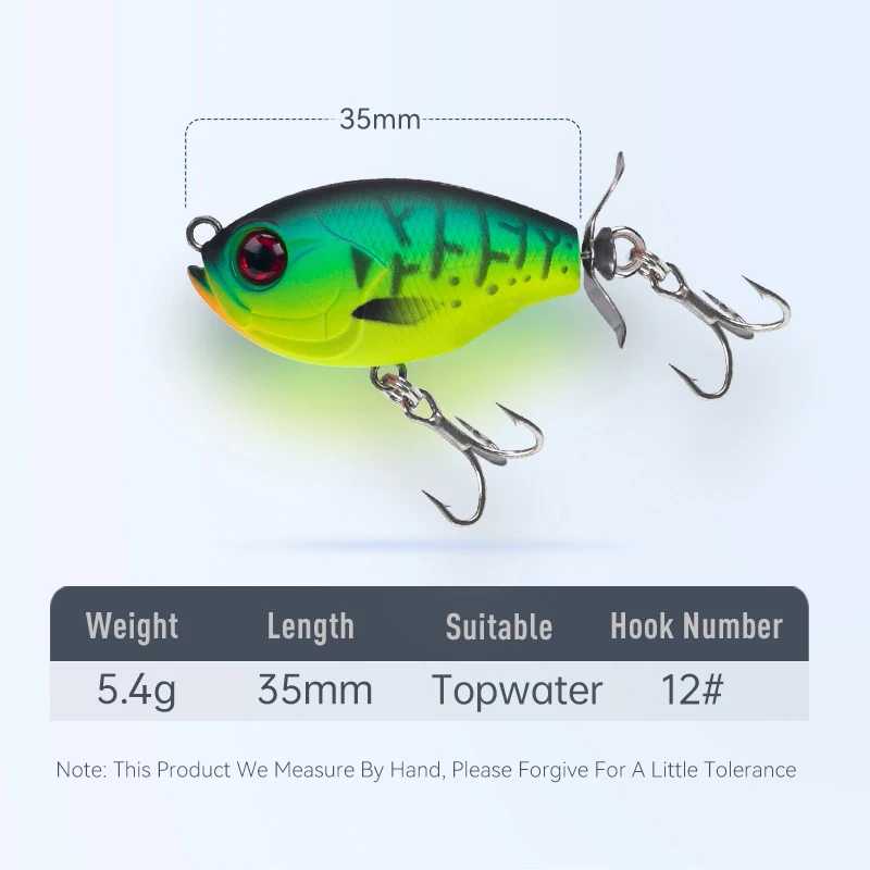 Kingdom Propeller Topwater Popper Fishing Lure 35mm 5.4g Wobblers Artificial Hard Baits For Trout Pike Bass Floating Pencil