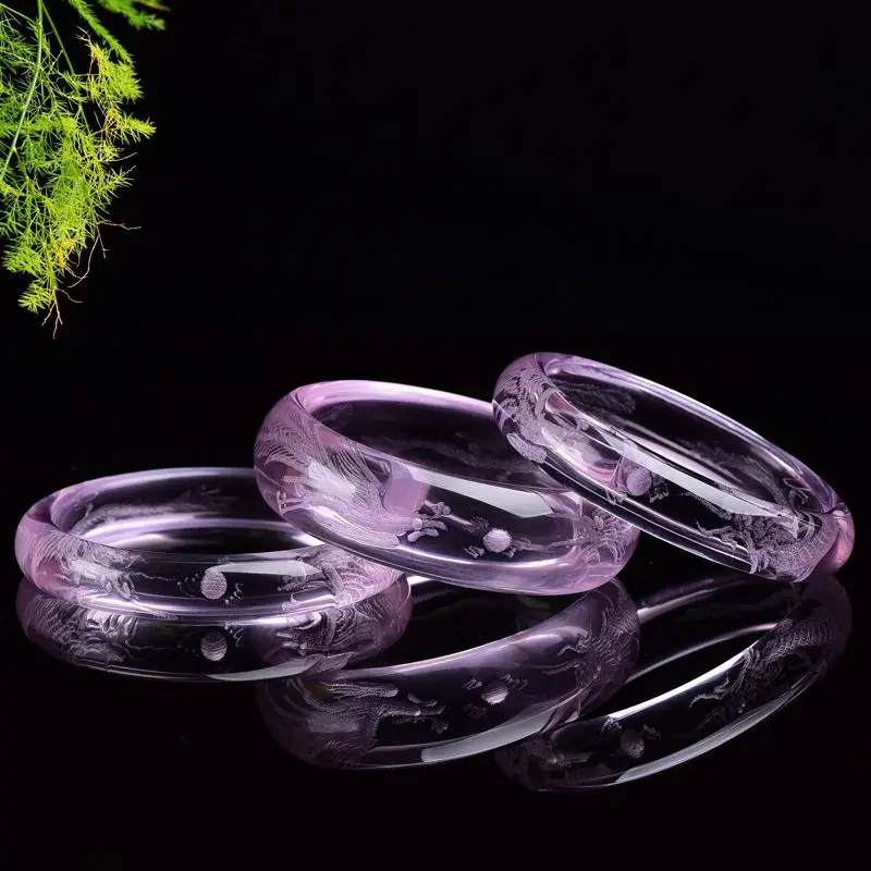 Genuine Brazilian pink crystal dragon and phoenix bracelet, fashionable women's fine bracelet, gift for girlfriend