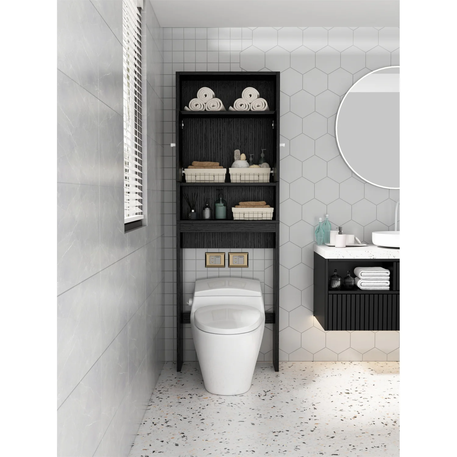 

Home Bathroom Shelf Over-The-Toilet Organizer for Efficient Bathroom Space Saving