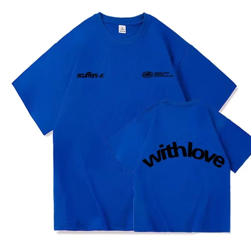 تي شيرت بشعار أنبوب أحمر 2025 ممتص للعرق وجيد التهوية، تي شيرت عصري من القطن الخالص بأحرف بسيطة Y2K محايد في الصيف #5