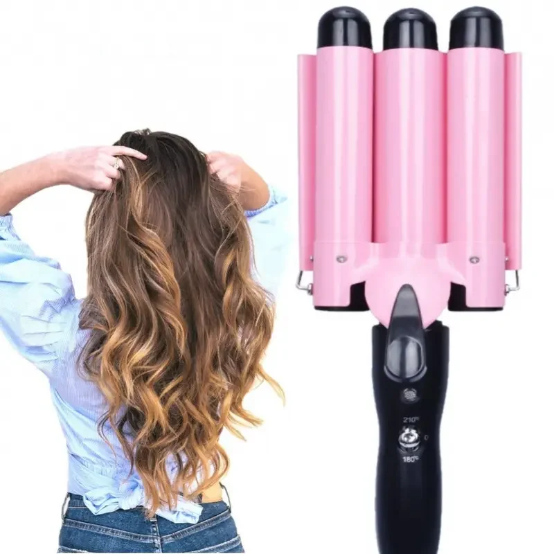 

3 in 1 Triple Barrel Hair Waver Curler - Reversible Big & Small Waves, EU Plug Electric Hair Styling Tool for Salon Home Use