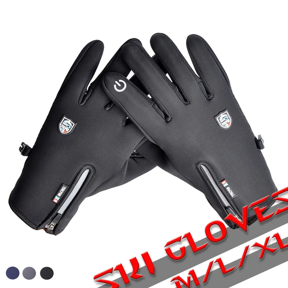 

Full Finger Skiing Gloves Touch Screen Anti-Slip Fitness Outdoor Sports Waterproof Windproof Warm Add Velvet Skiing Gloves