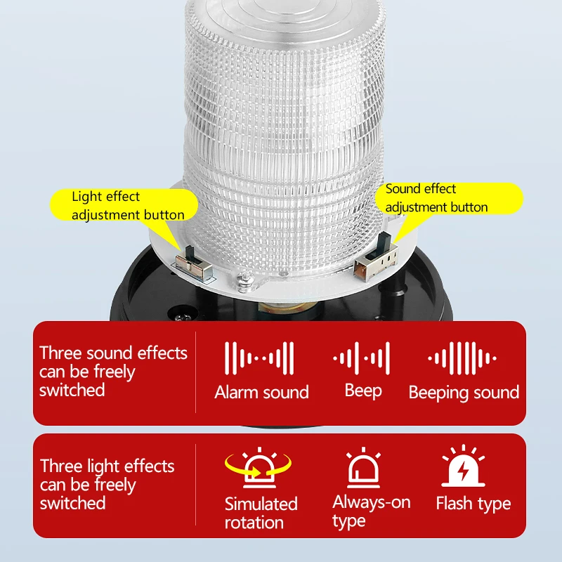 LTE-1122J flashing warning light 220V24V12V rotating sound and light alarm Flashing signal light