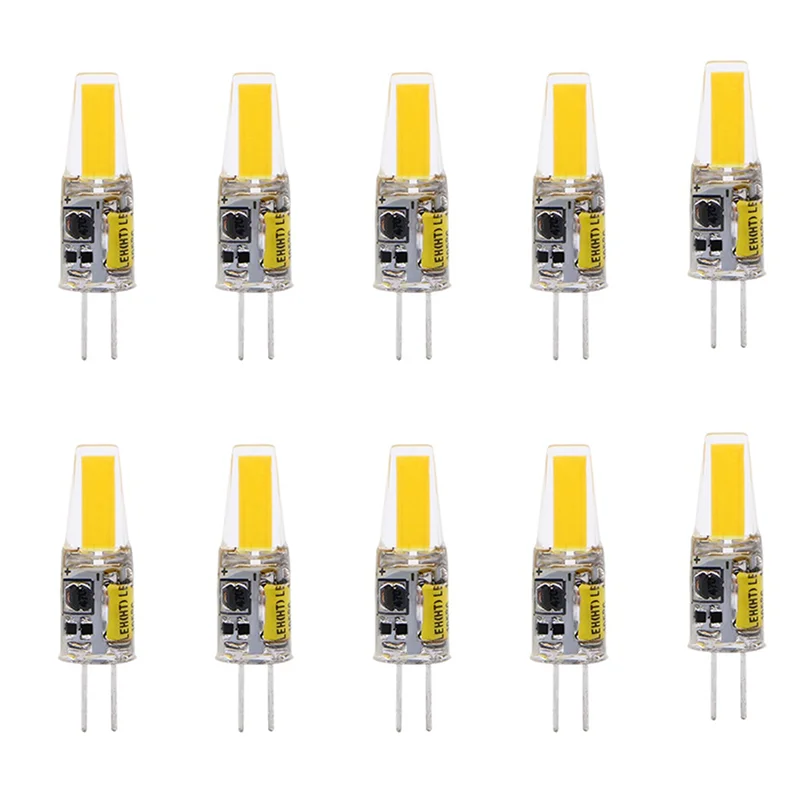 10PCS Mini G4 LED COB Lamp 3W Bulb Candle Lights Replace 30W 40W Halogen for Chandelier Spotlight, AC DC12V Warm White