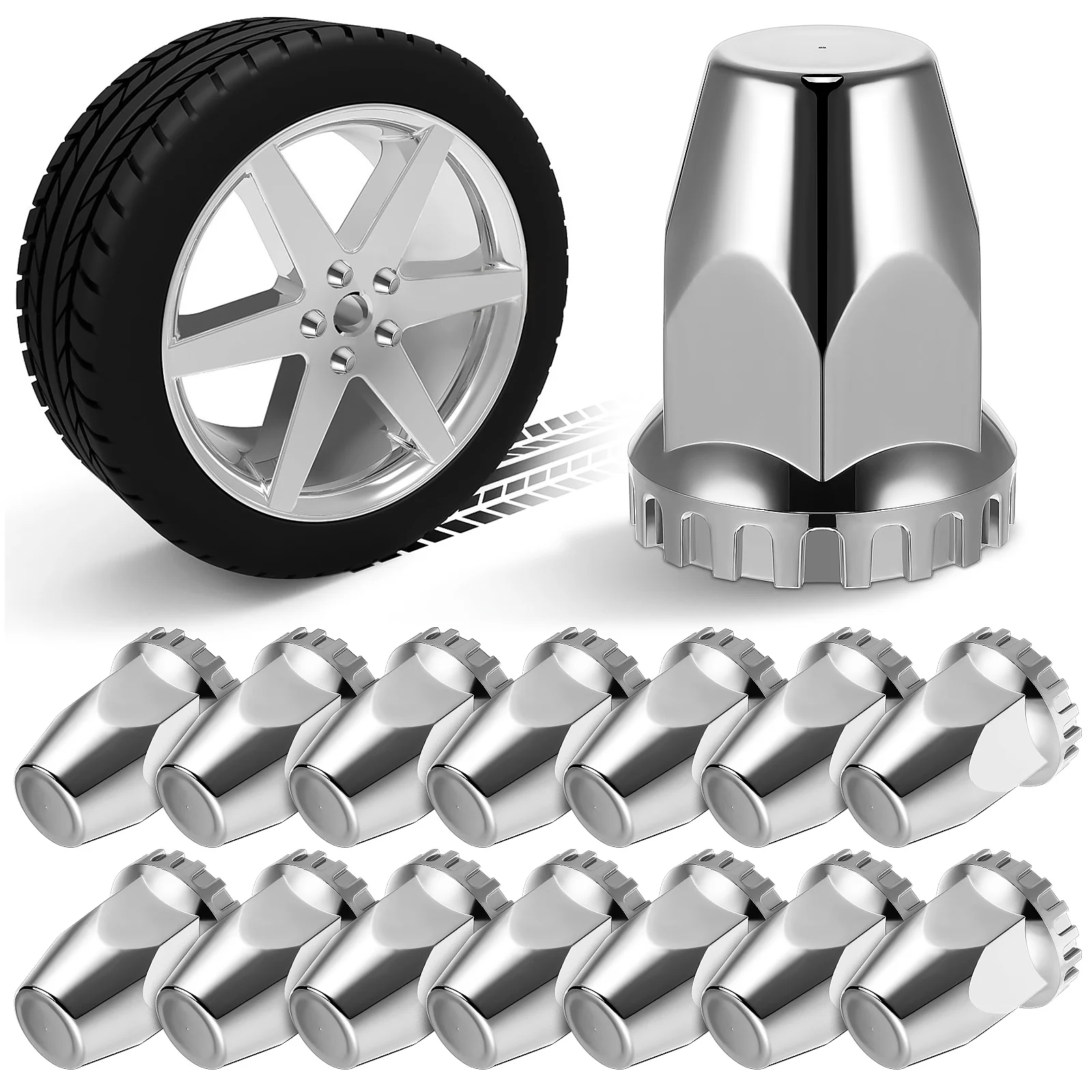 

20Pcs Lug Nut Covers Semi Truck Chrome Coated Rustproof Lug Nut Protector for Trailer Wheel Hub Accessories Wheel Hub Cover