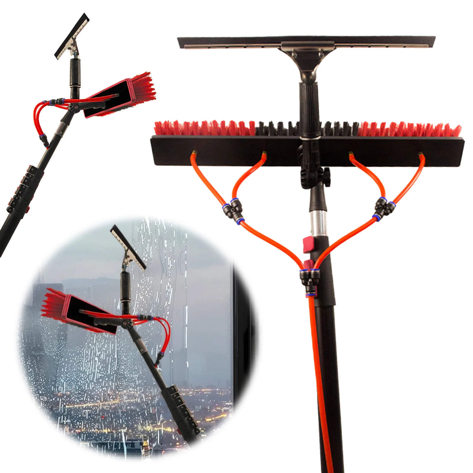 

Water Fed Brush Kit Extendable Window Cleaning Pole Telescopic Water Supply Brush Kit Solar Panel Cleaning Tool