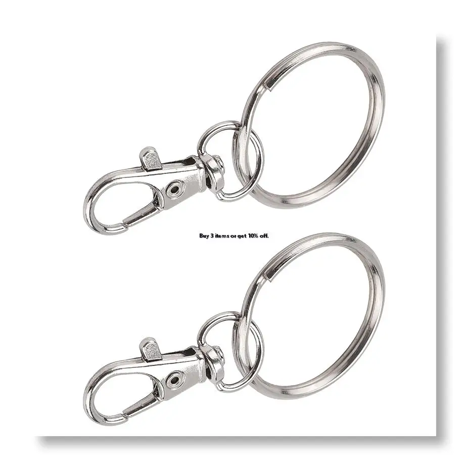 NEWSilver Tone Metal Trigger Lobster Clasp Key Chain Keyring 2 Pcs
